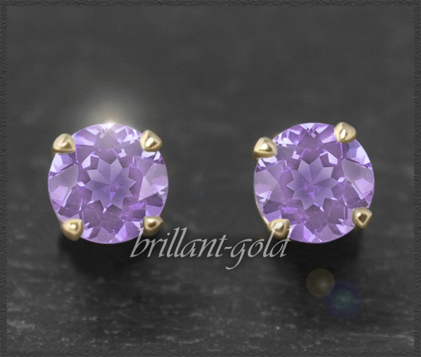 Preview: Ohrstecker 585 Gold Amethyst flieder 4,5,6,7mm